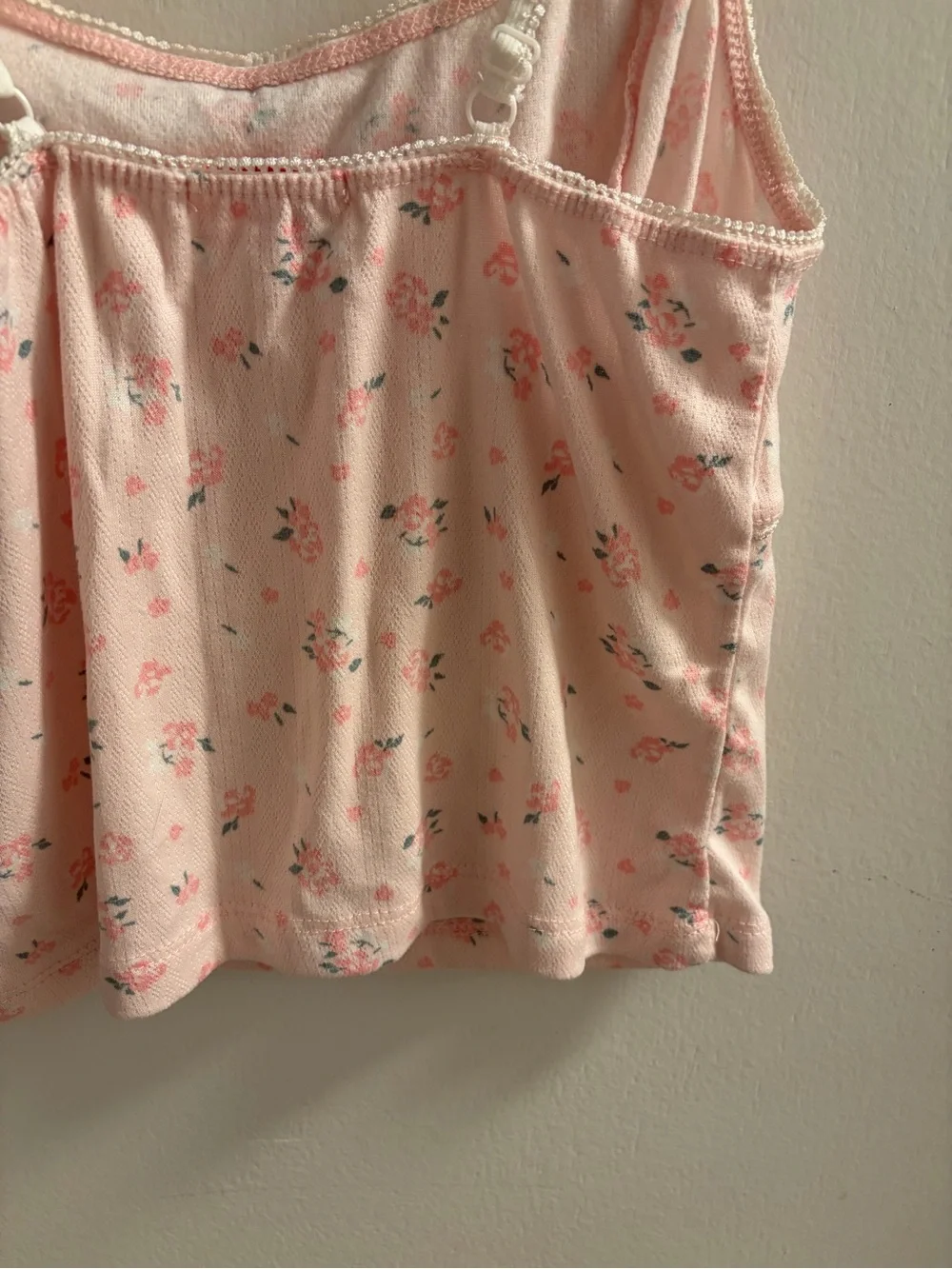 Women's Light Pink Floral Camisole & Pajama Set top size S Bottom size M